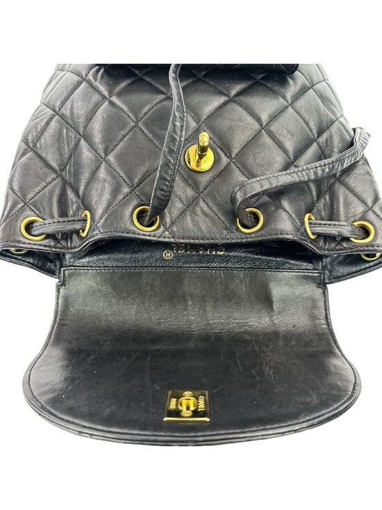Chanel Vintage Quilted Lambskin Chain Shoulder Turnlock Backpack Black Pre Owned main image 15